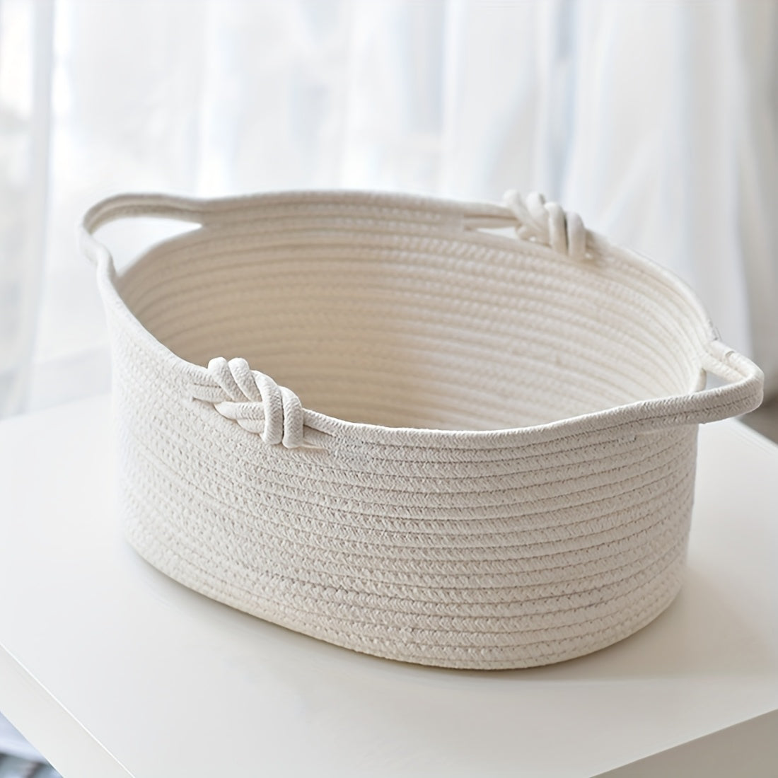 Foldable Woven Storage Basket with Handle - Small Collapsible Organizer Suitable for Towels, Toys, Books, Snacks | Decorative Basket for, Bathroom, Shelf | Space-Saving Basket for Home Decor, Shelf Baskets