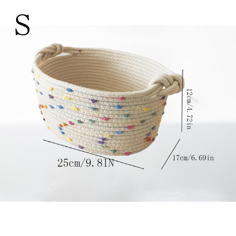 Small Woven Rope Storage Basket, 1pc Decorative Organizer Bin, Cute Storage Box for Toys, Shelves And Closet Organization, Ideal Gift for Mother'S Day And Father'S Day, Shelf Baskets