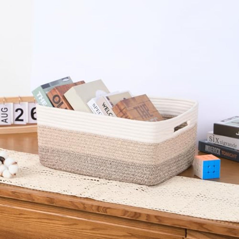 4 Packs Large Storage Baskets | Rope Baskets for Clothes, Blankets, Towels, Nursery Toys | 17 x 13 x 7.5\