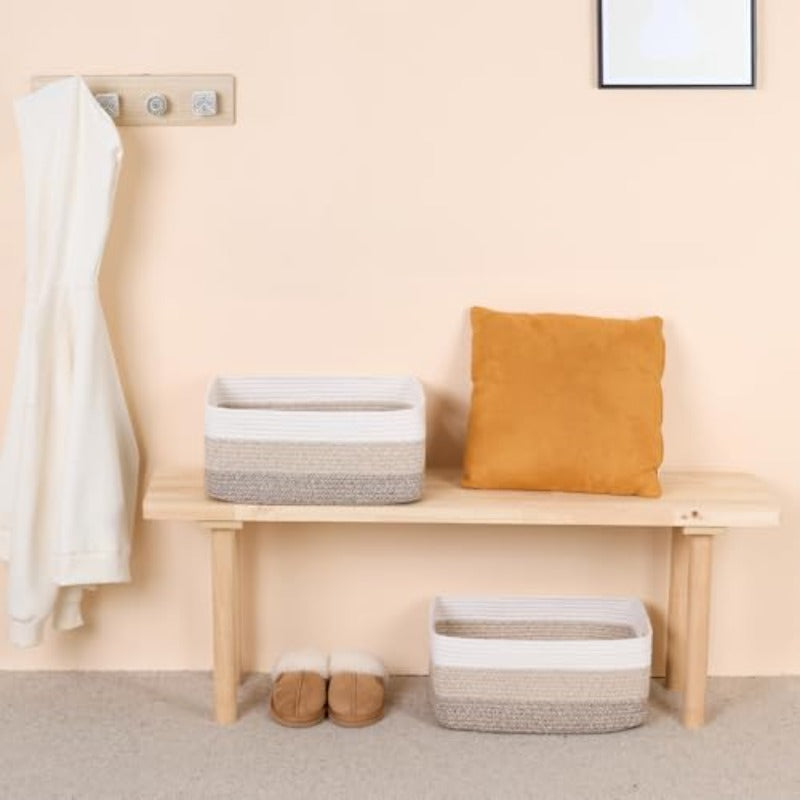 4 Packs Large Storage Baskets | Rope Baskets for Clothes, Blankets, Towels, Nursery Toys | 17 x 13 x 7.5\